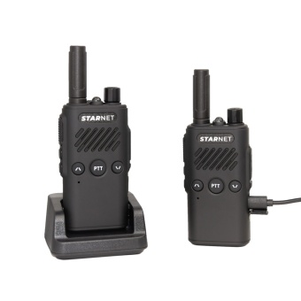 Радиостанция портативная StarNet S-100. Два варианта зарядки - в стакане или кабелем Type-C.