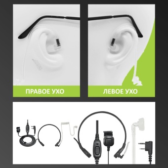 Гарнитура EARPHONIC ER02DP02SB6_K для носимых раций с интерфейсом 2-PIN (K1)