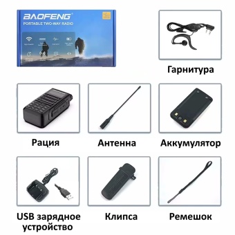 Носимая рация Baofeng UV-16 PRO Комплект поставки