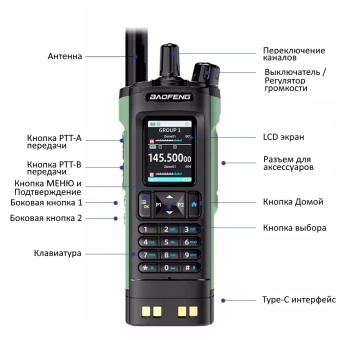 BAOFENG DM-32UV 136-174/400-470 МГц, 10Вт, 2500 Мач управление